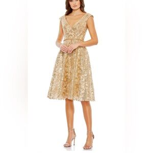 Mac Duggal Gold Midi Dress